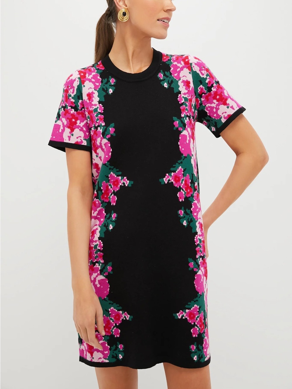 Tuckernuck Climbing Roses Knit Jacquard Short Sleeve Marie Dress